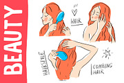 Beauty illustration Combing hair, a Graphic by Melniklenart (Thumbnail 1 of 3)