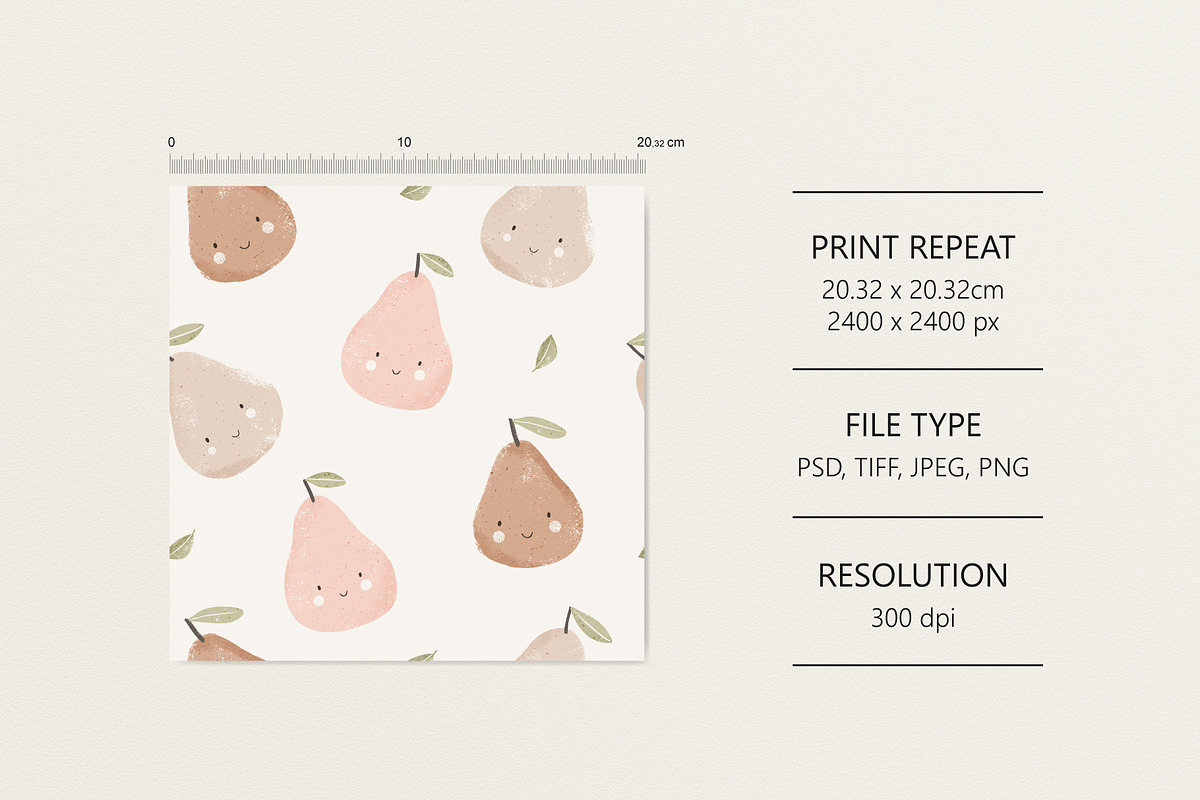 Cute pears Rose and Beige, a Pattern Graphic by Olena Kuznietsova (Photo 3 of 10)