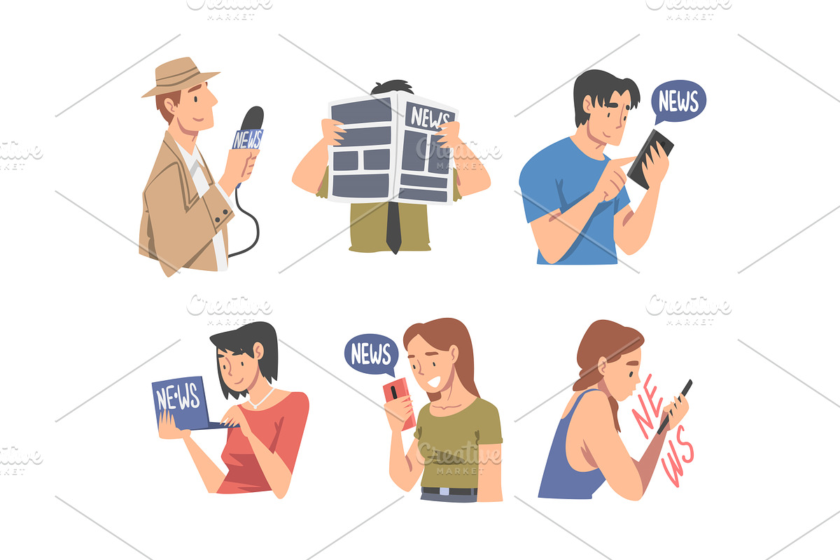 People Character Gathering News, a Person Illustration by TopVectors