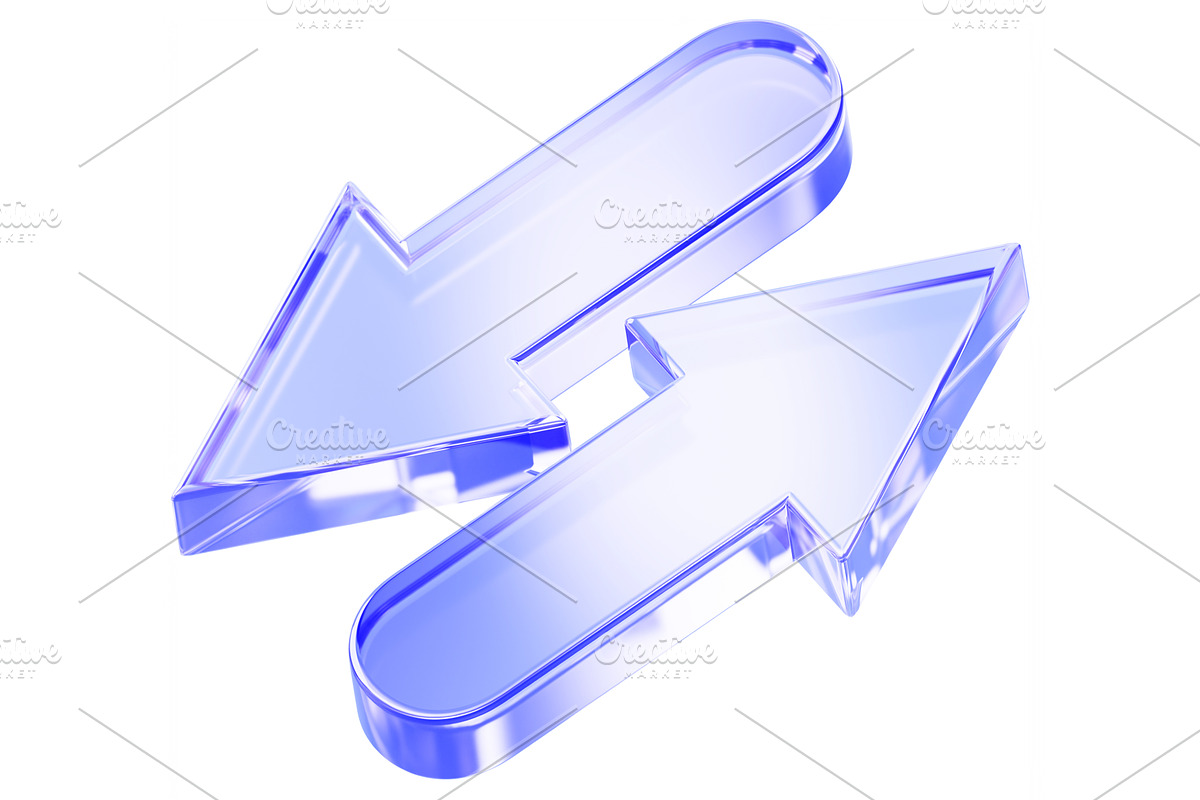 3d blue glass opposite arrows icon, an Object 3D Model by Marozhkastudio