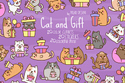 Cat Gift Box Clipart Set, an Animal Illustration by Palau (Thumbnail 1 of 10)
