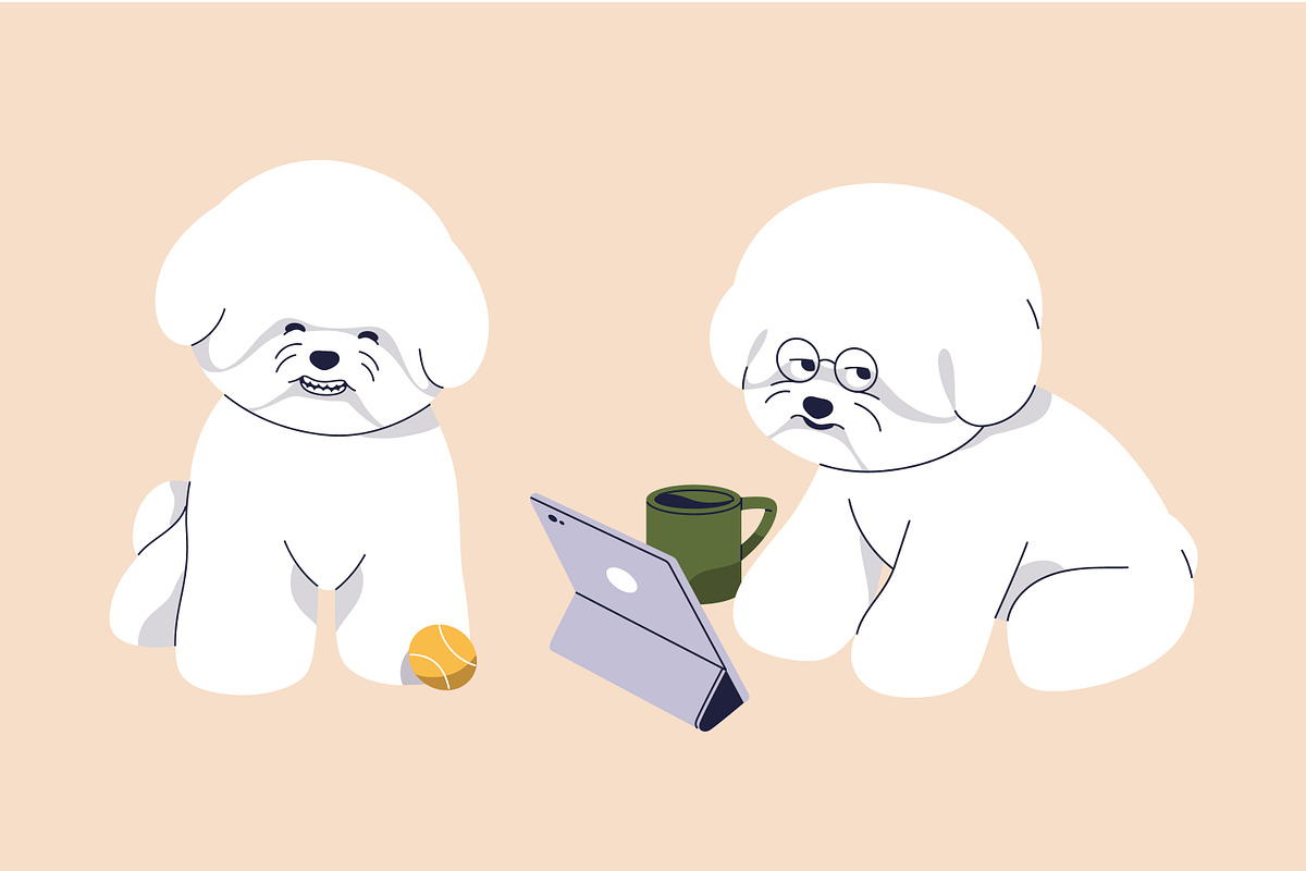 Cute dogs of Bichon Frise breed set, an Animal Illustration by Good Studio (Photo 4 of 10)