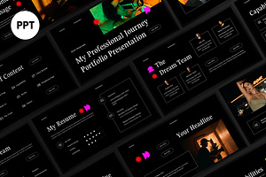 Black Gradient Portfolio PPT, a Presentation Template by graphicook