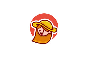 Cute Girl With Hat Vector Template