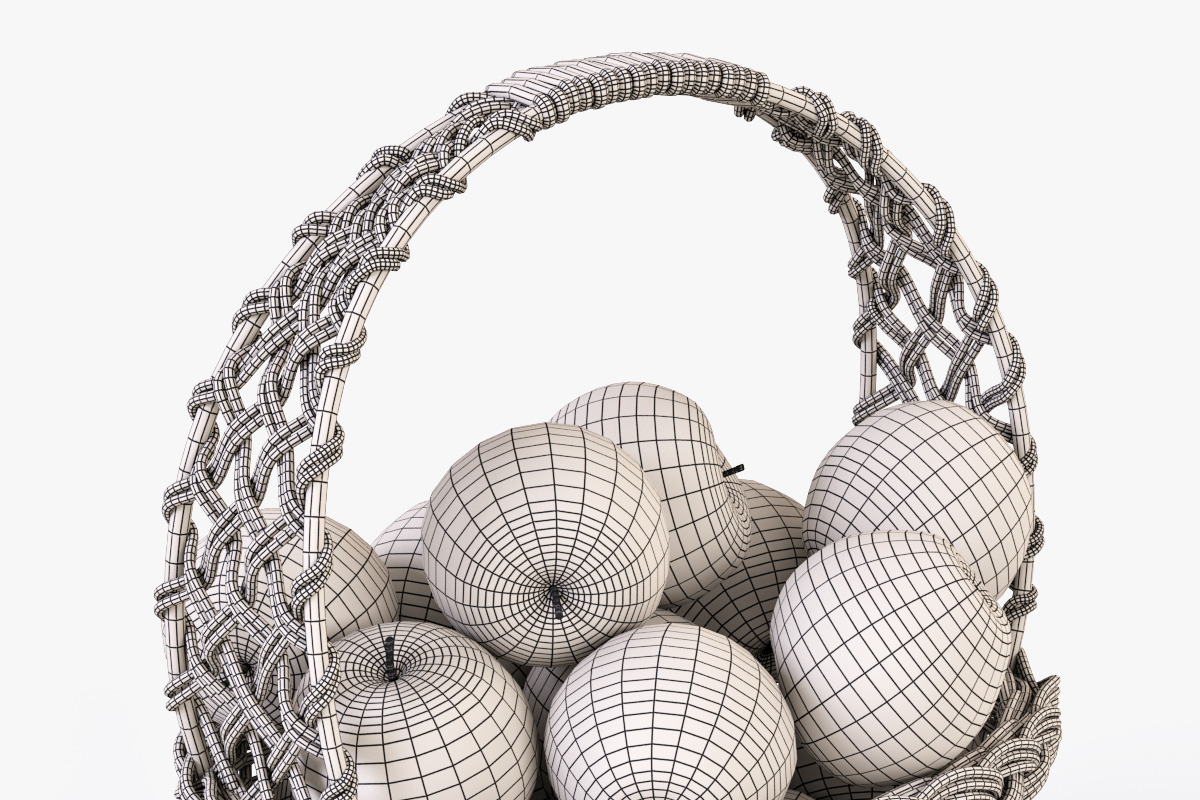 Wicker Basket 04 Gray with Apples, a Food & Drink 3D Model by Markelos (Photo 21 of 31)