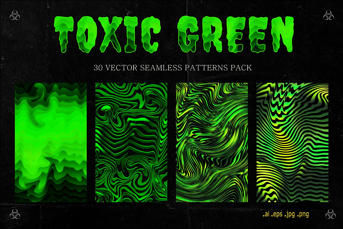 Toxic green seamless patterns pack, a Pattern Graphic by Gudiny (Photo 1 of 8)