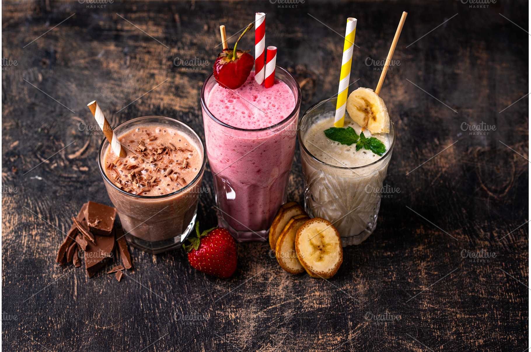 Milkshake from strawberry, banana, a Food & Drink Photo by Yulia Furman
