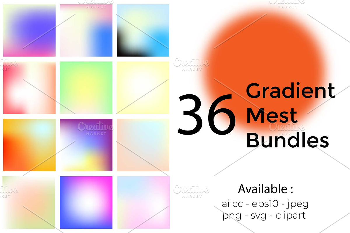 36 Fluid Gradient Mesh set, an Object Graphic by bungamustia (Photo 1 of 4)