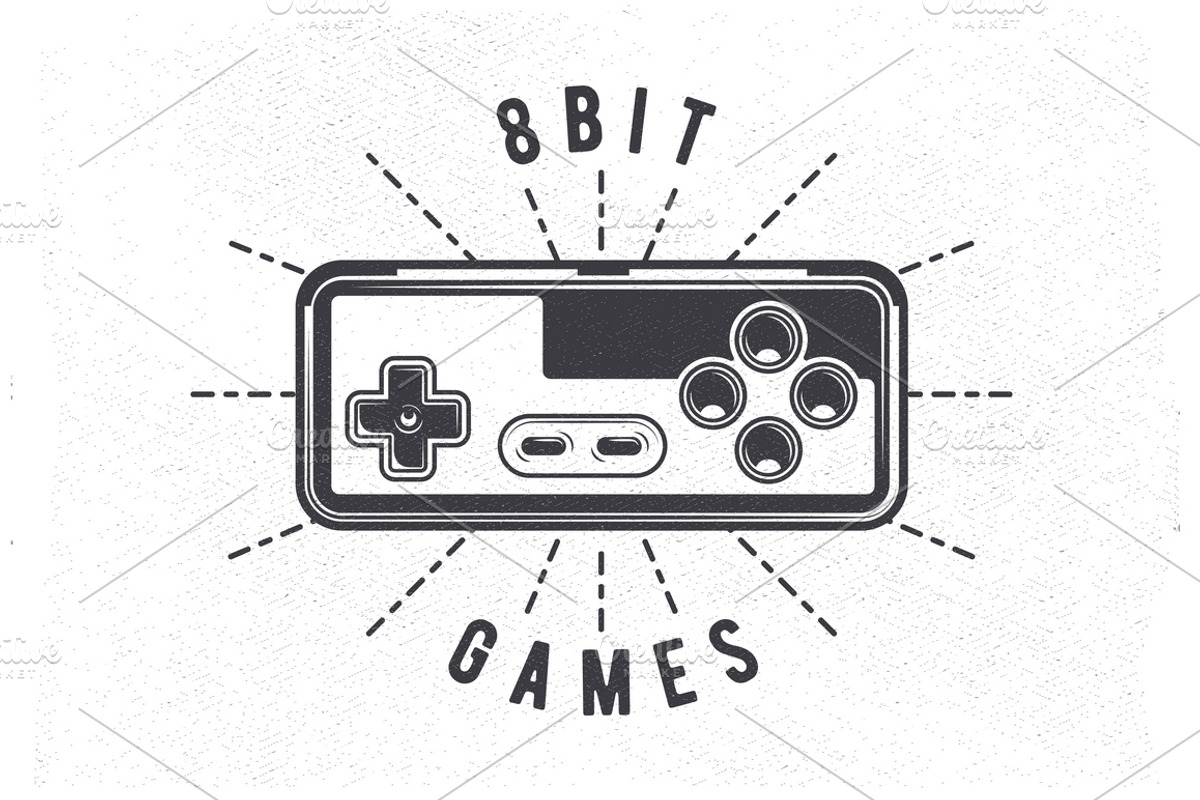 Retro 80's Videogame Joystick Emblem, a Background Graphic by Snitovets (Photo 1 of 2)