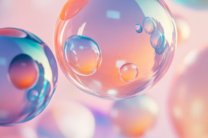 Close-Up of Transparent Iridescent Bubble with Colorful Reflecti, an Abstract Photo by Natalia Klenova's Shop