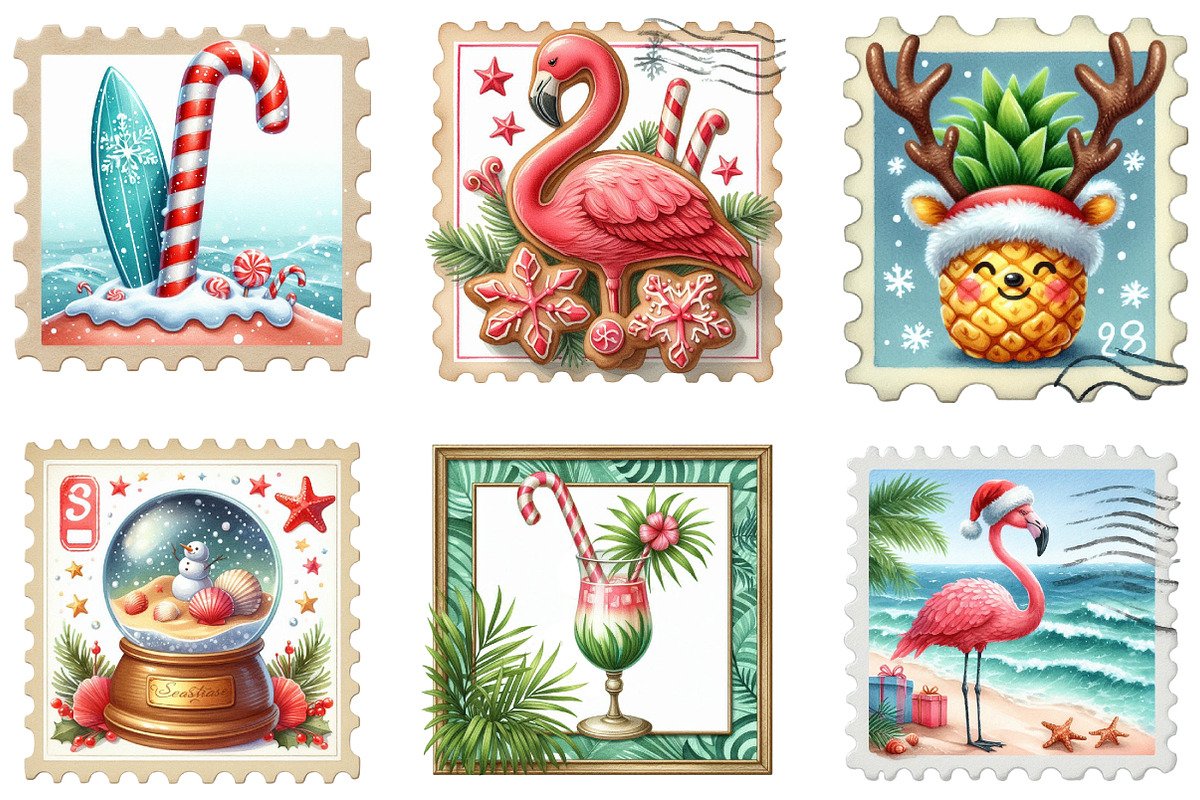 Christmas in July Postage Stamps, an Illustration by Designking (Photo 2 of 4)