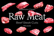 Raw Meat 12 Steak Cuts – Watercolor, an Illustration by Northink (Thumbnail 1 of 4)