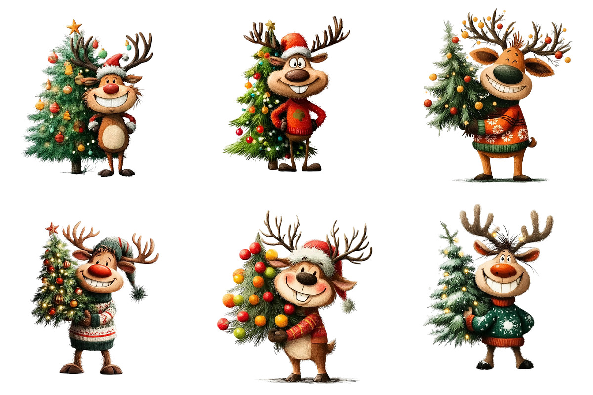 Funny Reindeer Clipart, an Illustration by DreamArtGraphic (Photo 4 of 5)