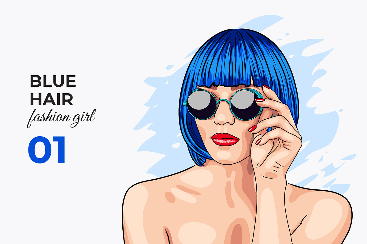 Vector Blue Hair Girl, a Person Illustration by Iryna Denysova (Photo 2 of 4)