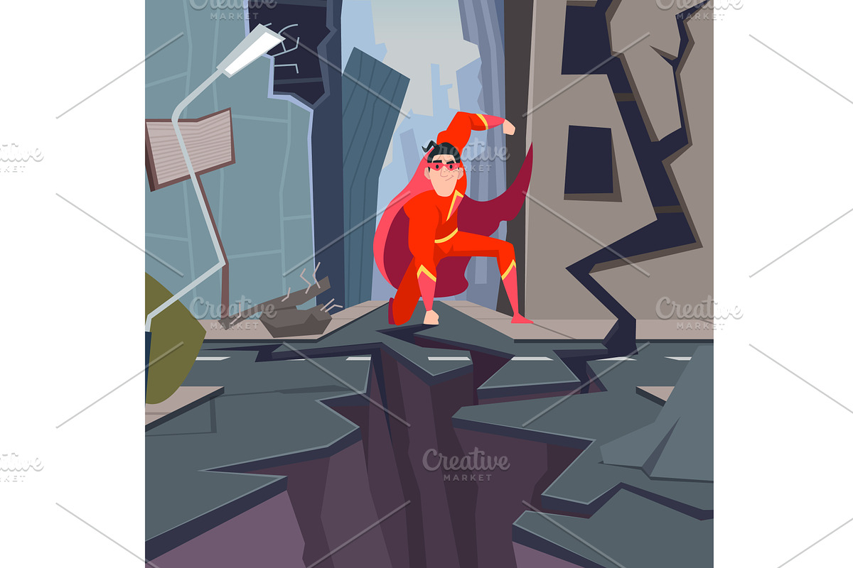 Superhero. red uniform hero in, an Illustration by Onyx