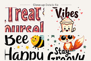 Retro Kawaii Quote Clipart Bundle, an Illustration by Artnoy (Thumbnail 4 of 8)