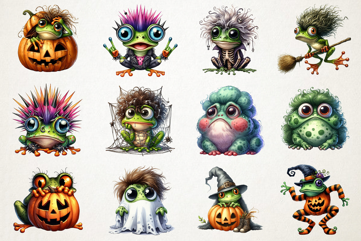 Halloween Funny Frog Clipart, an Illustration by RobertsArt (Photo 4 of 7)