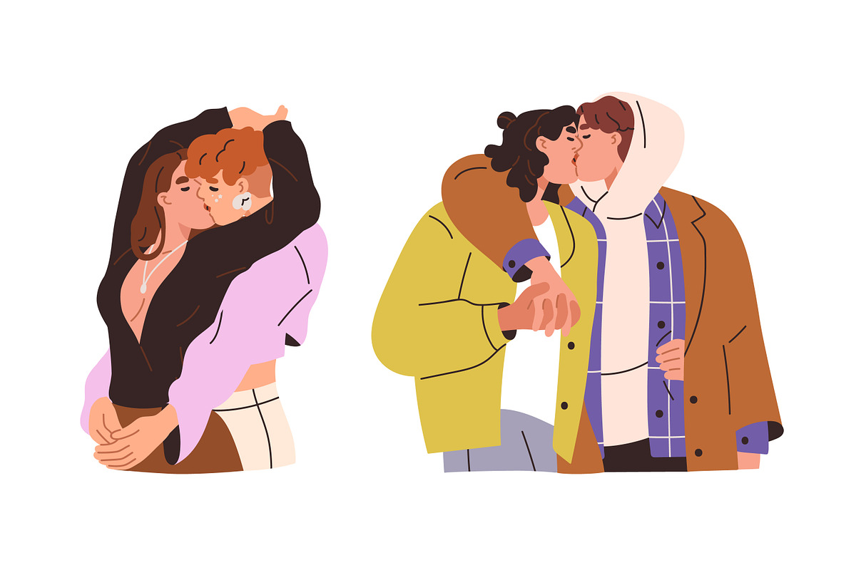 Love couples kiss with passion set, a Person Illustration by Good Studio (Photo 12 of 19)
