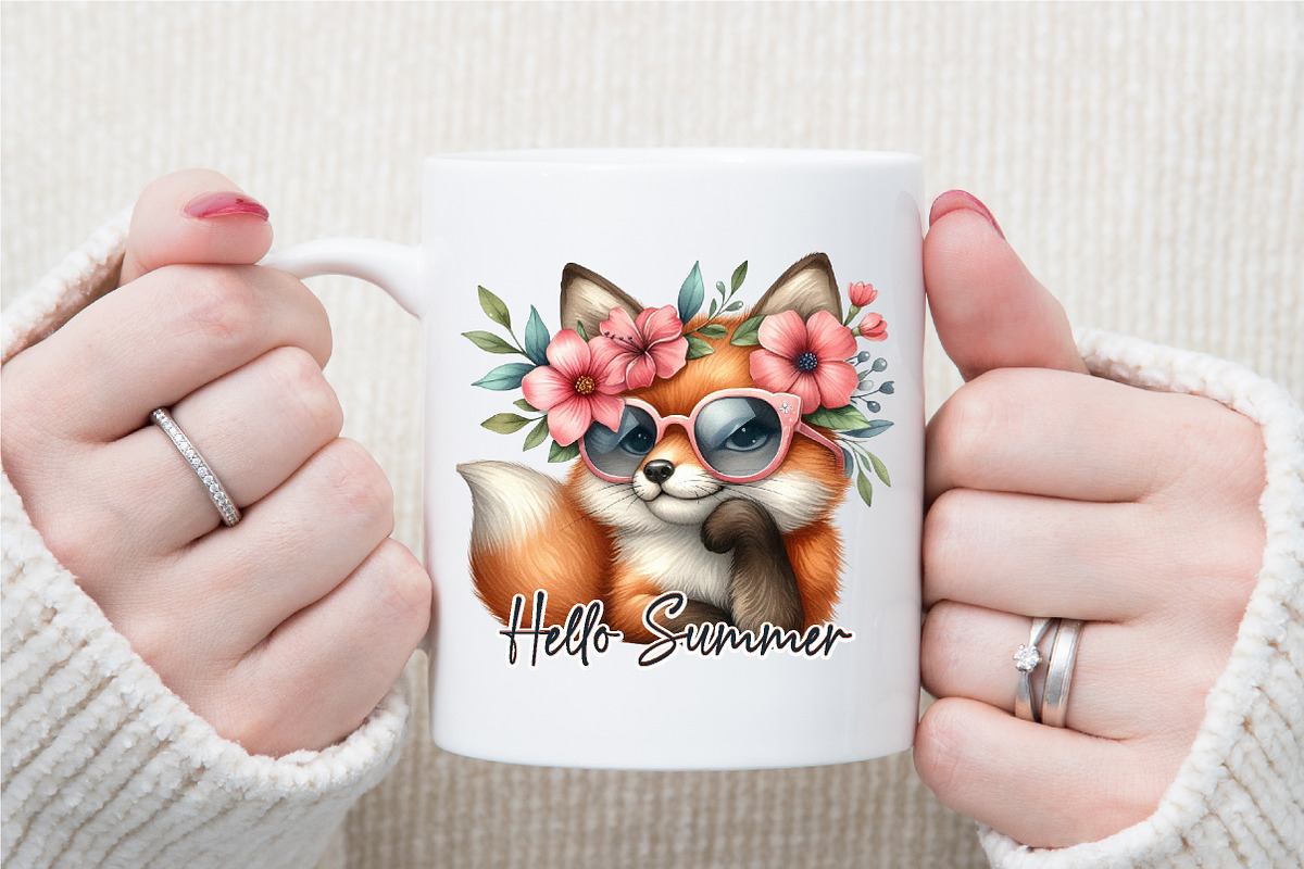 Hello Summer Fox Sublimation PNG, an Illustration by Sublimation Artist (Photo 8 of 9)