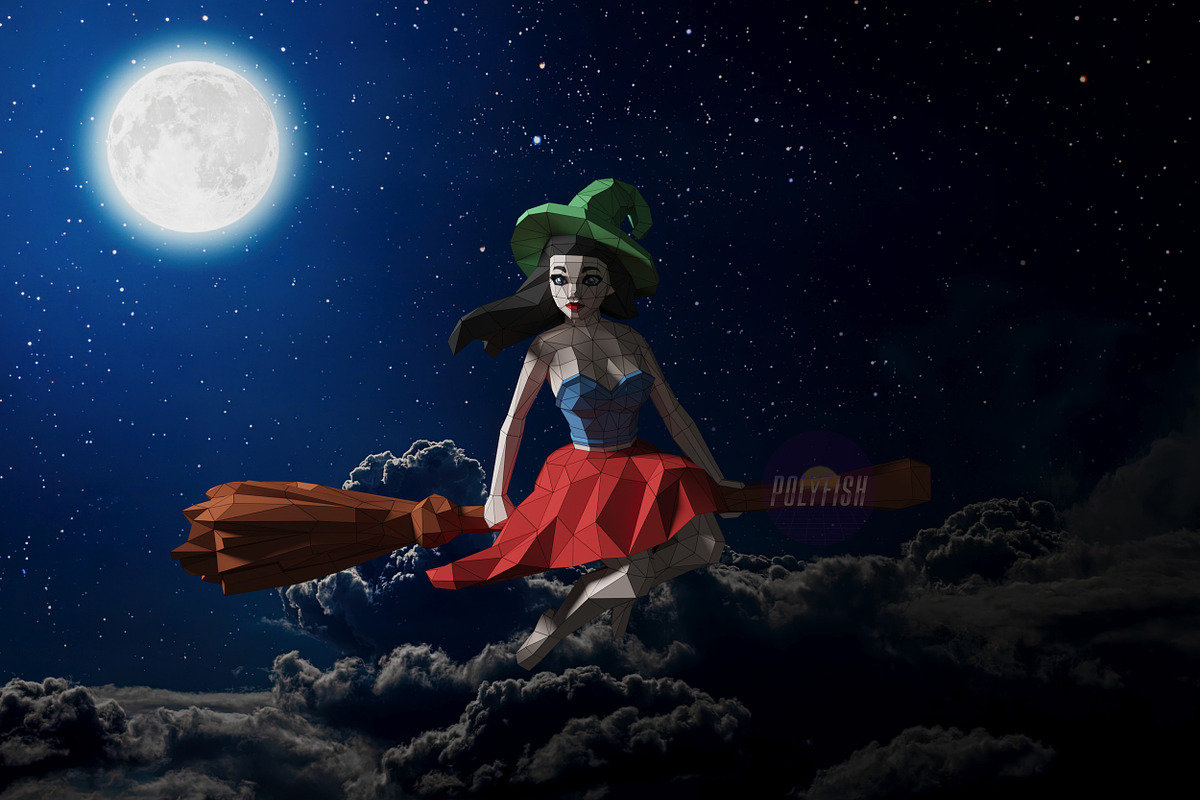 DIY Witch 3D model template, a Templates & Theme by PolyFish (Photo 1 of 6)