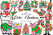 Retro Christmas Sublimation clipart, an Illustration by CreationArt (Thumbnail 1 of 6)