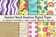Summer Beach Seamless Digital Paper, an Illustration by OK Design (Thumbnail 1 of 3)