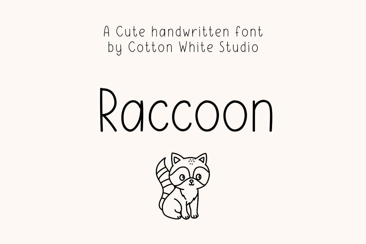 Raccoon Cute Handwritten Font, a Handwritten Font by Sofia Skoog (Photo 1 of 10)