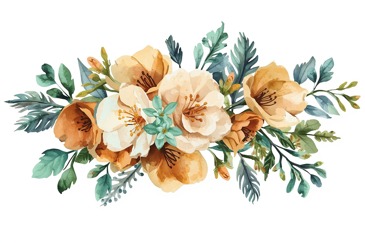 Rustic Orange Floral Set, an Illustration by Designer_Momina (Photo 3 of 16)