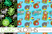 Sloth Patterns or Digital Papers, a Pattern Graphic by PinkPueblo (Thumbnail 3 of 3)
