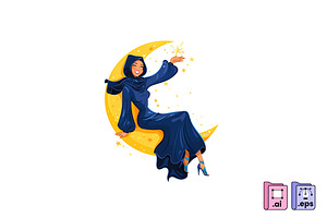 Lady on the Moon, a Person Illustration by MISS CHATZ