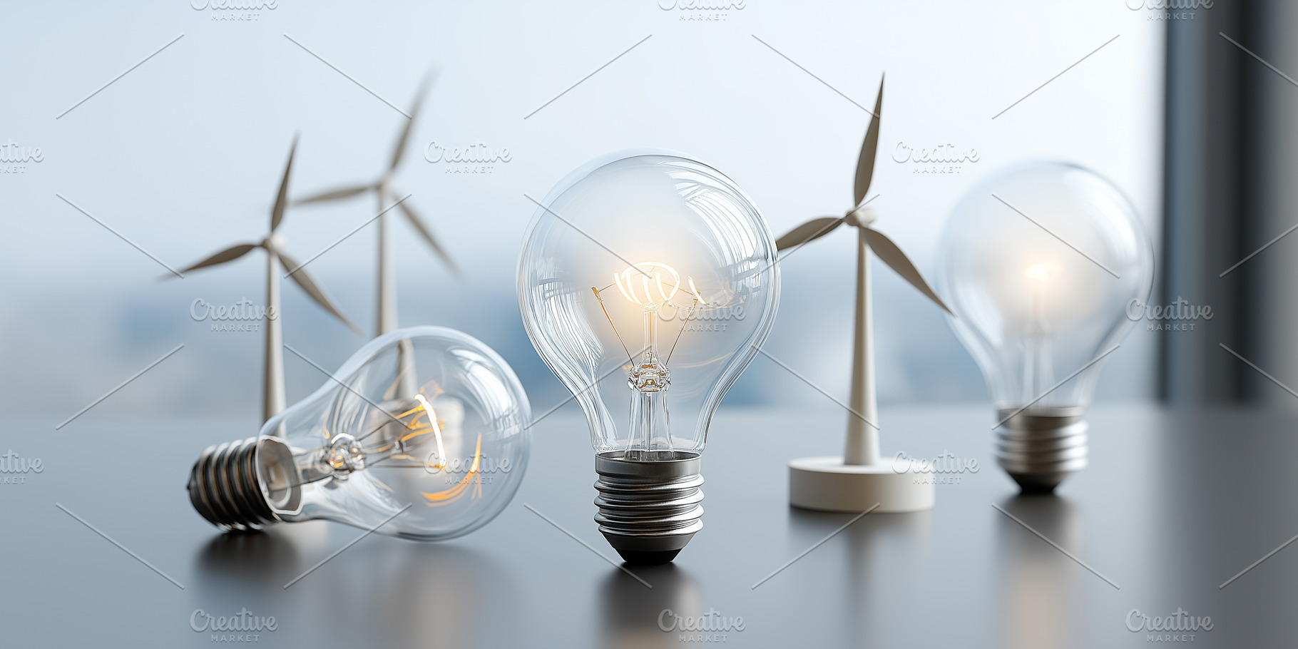 Light bulbs and wind turbines, a Technology Photo by MistyDay