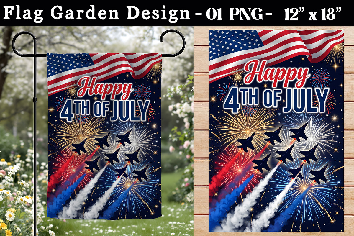 Happy 4th of July Garden Flag Design, a Seasonal Illustration by Rose Art (Photo 3 of 3)