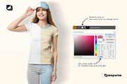 Women's Tshirt With Cap Mockup, a Shirt Mockup by Designertale (Thumbnail 3 of 12)