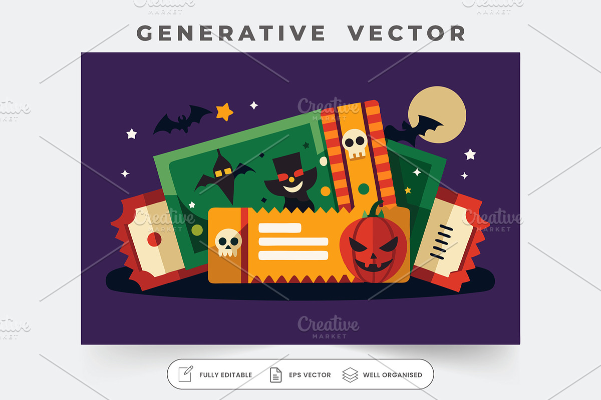 Colorful Halloween tickets with spoo, a Graphic by Iftikhar Alam
