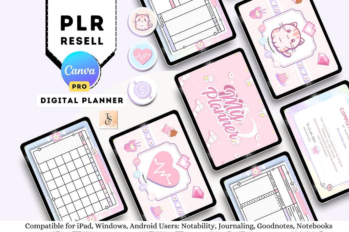 PLR Resell Pastel Digital Planner, a Stationery Template by Tas Creative Studio (Photo 4 of 13)