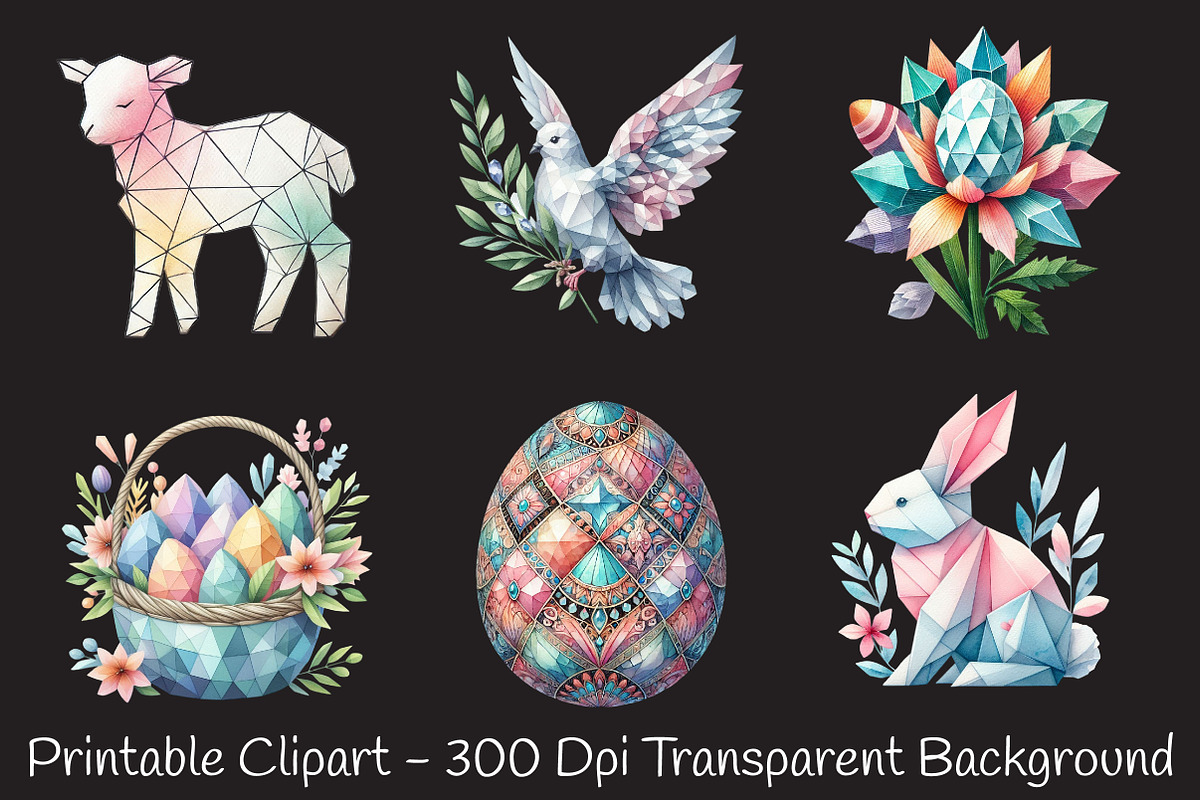 Mega Geometric Pastel Easter Clipart, an Illustration by RobertsArt (Photo 7 of 7)