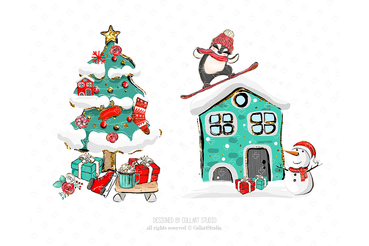 Winter Clipart, Cute Penguins, an Illustration by Collart Studio (Photo 6 of 10)