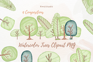Watercolor Trees Clipart PNG