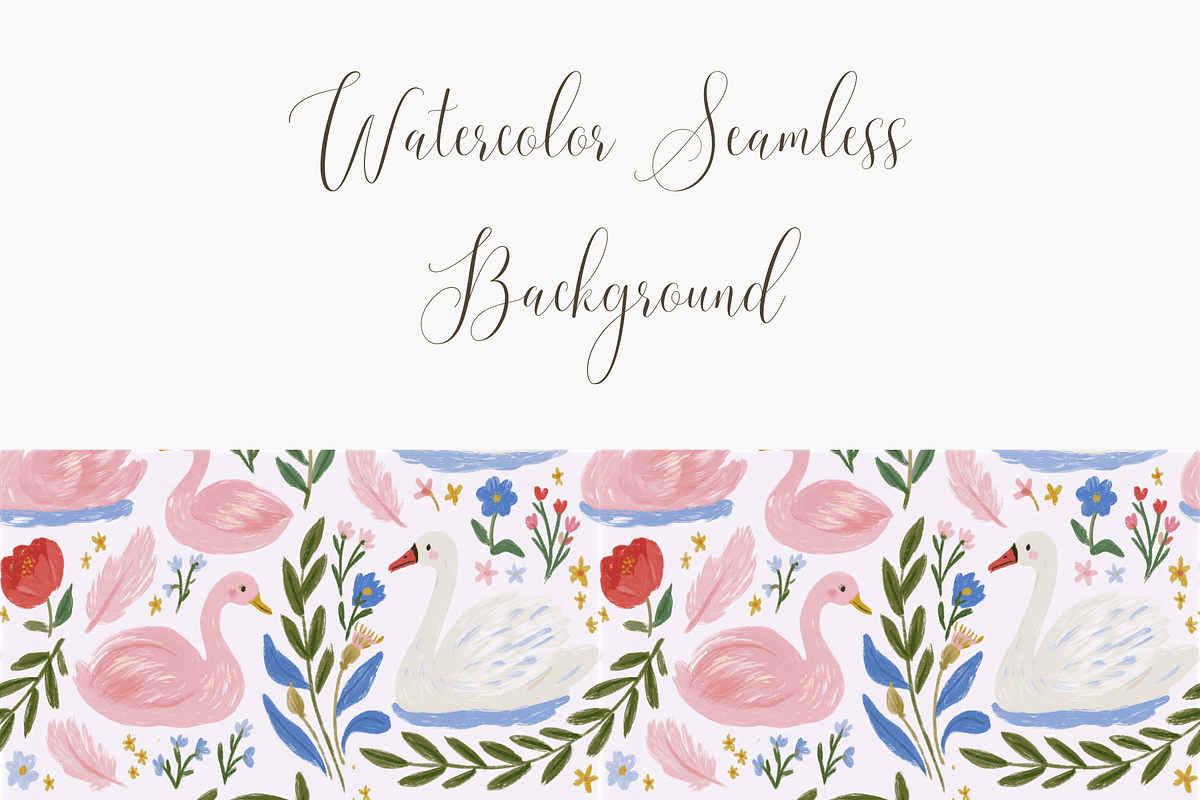 Swan and Floral Seamless Pattern, a Pattern Graphic by Pati Charm Studio (Photo 3 of 6)