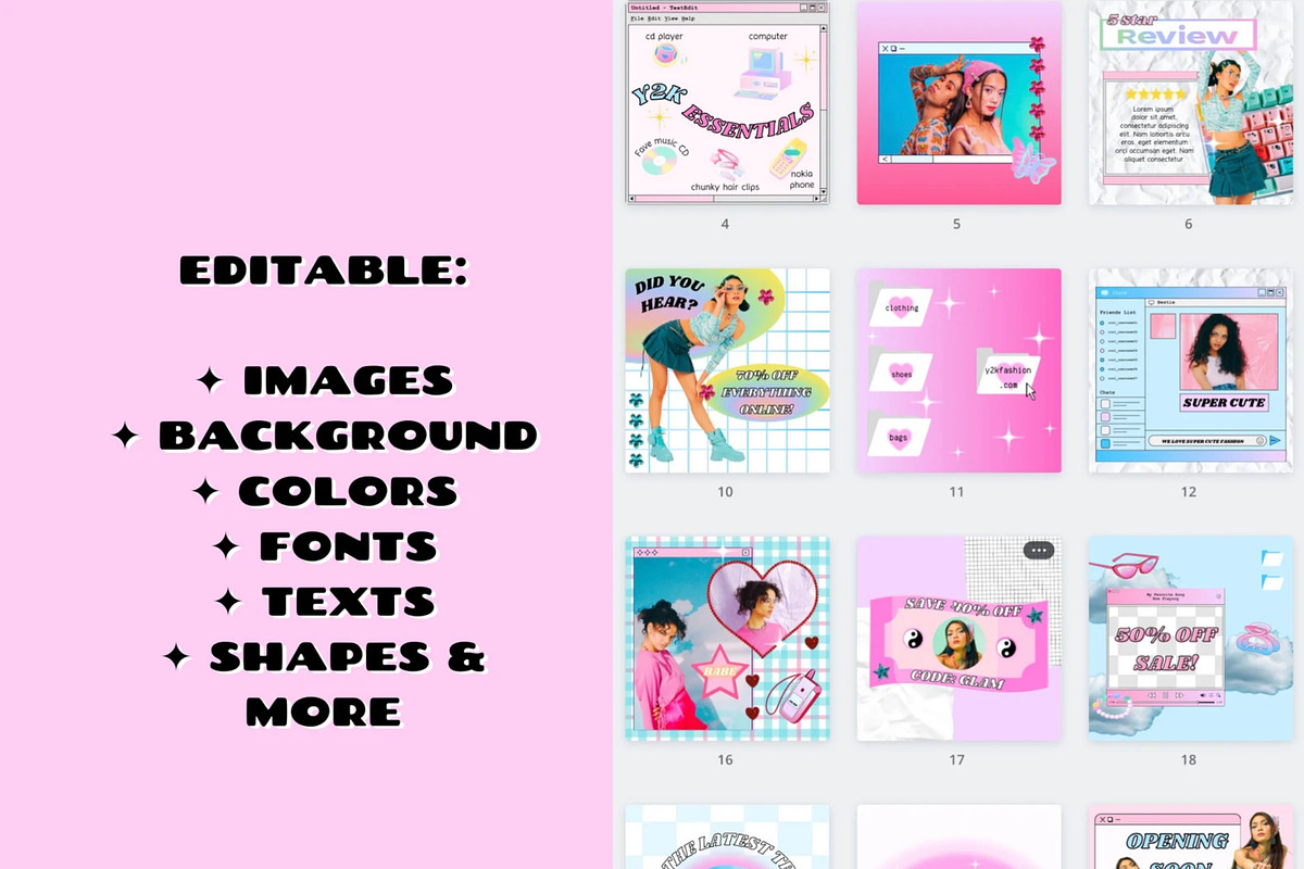 Y2K AESTHETIC 82 Instagram Templates, a Social Media Template by PLANETSEL (Photo 5 of 7)