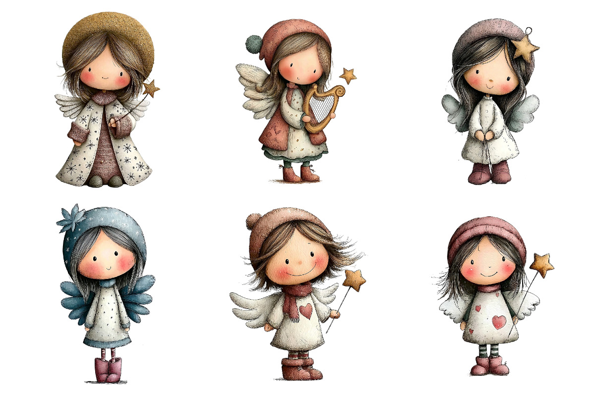 Cute Winter Angel Clipart, an Illustration by DreamArtGraphic (Photo 3 of 4)