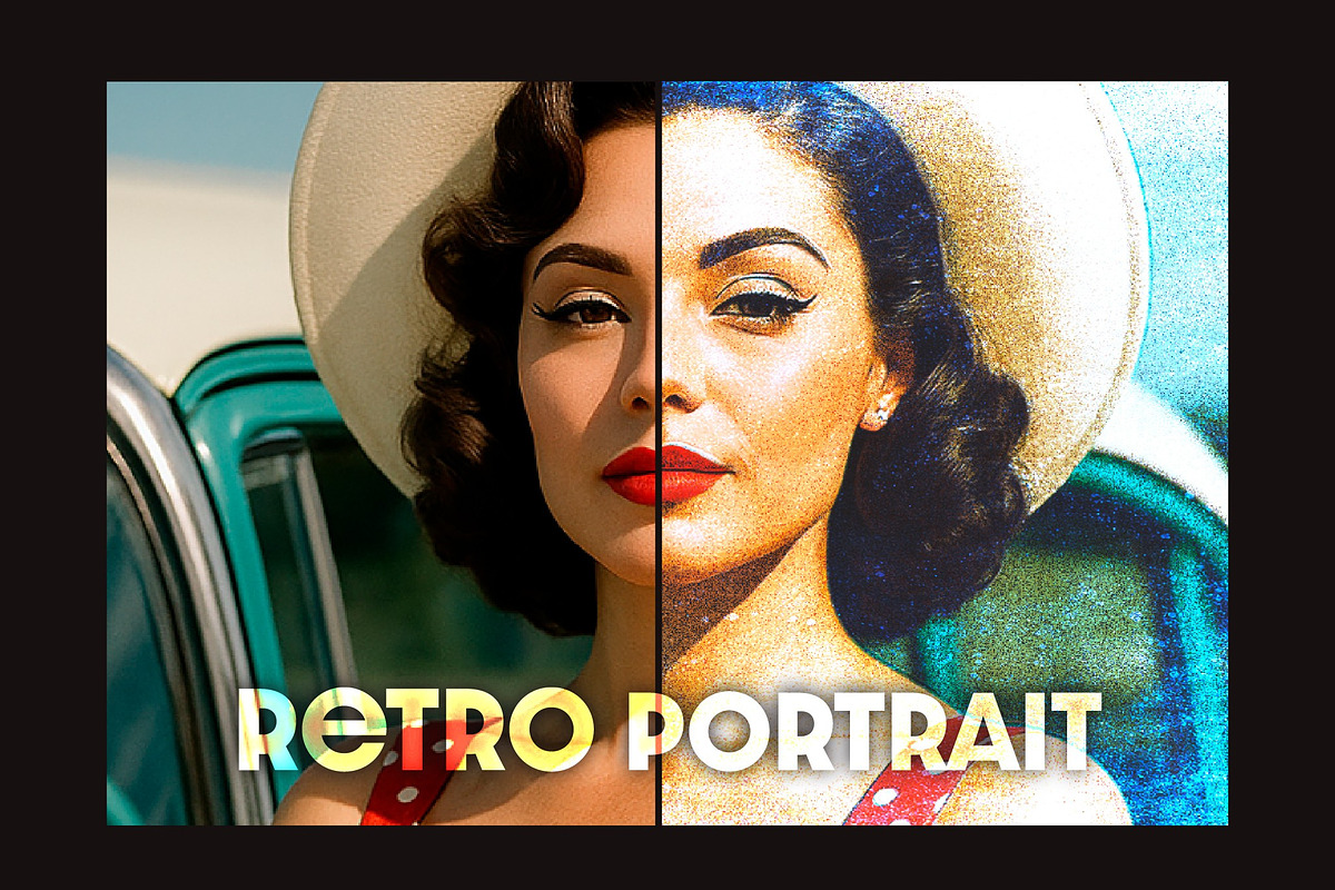 Grain Retro Portrait Photo Effect, a Brushes & More by studiogstock (Photo 1 of 2)