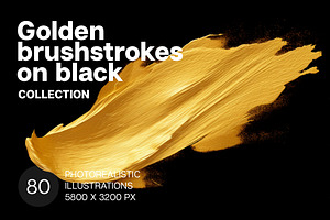 Golden brush strokes. 80 images, a Decorative Illustration by Handmadefont
