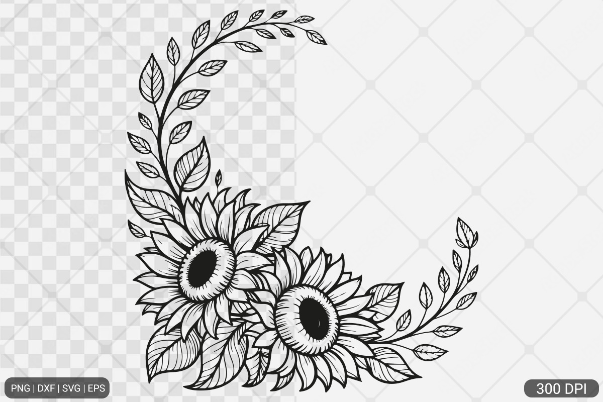 Sunflower Frame SVG PNG Bundle, an Illustration by Actual Pixel (Photo 5 of 23)