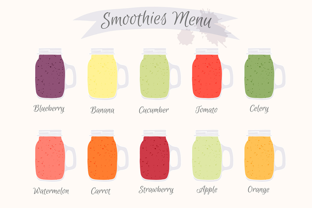 Collection fruit smoothies., a Food Illustration by itiir (Photo 11 of 11)
