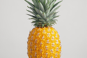 Ripe Yellow Pineapple Isolated on Wh, a Food & Drink Photo by Pixeness Studio