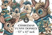 Christmas Funny Donkey Clipart, an Illustration by DreamArtGraphic (Thumbnail 1 of 5)