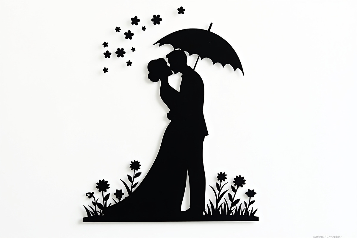 Romantic Couple Holding Umbrella, an Illustration by Amazin_art (Photo 2 of 21)