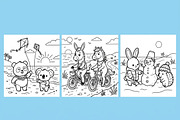 Cozy Ocean Buddies Coloring Page PDF, an Animal Illustration by Image for Sale (Thumbnail 2 of 3)