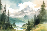 Watercolor Mountain Landscape, a Background Graphic by Printable Treasure (Thumbnail 6 of 7)